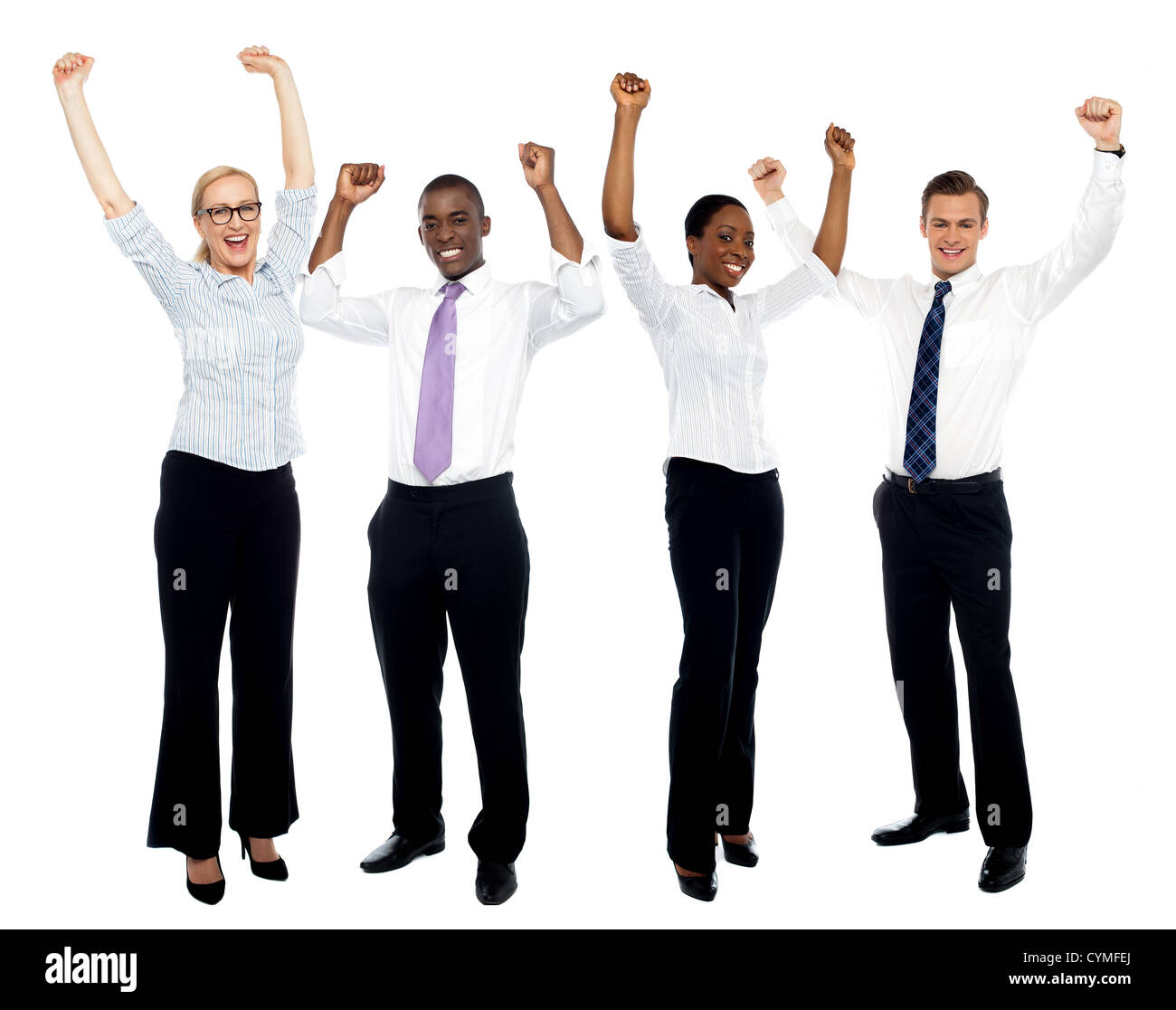 Portrait de groupe d'affaires heureux sur fond blanc Banque D'Images