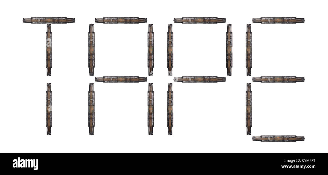 Piscine studio shot of 'Ruban' lettres faites de bandes audio. Banque D'Images