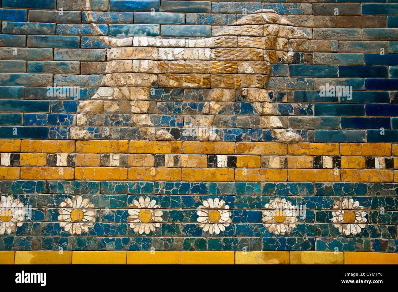 Détail d'un mur de la ville de Babylone en musée de Pergame, Berlin Banque D'Images