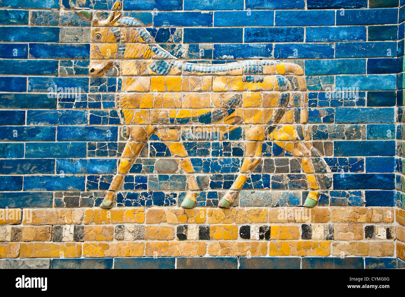 Détail d'un mur de la ville de Babylone en musée de Pergame, Berlin Banque D'Images