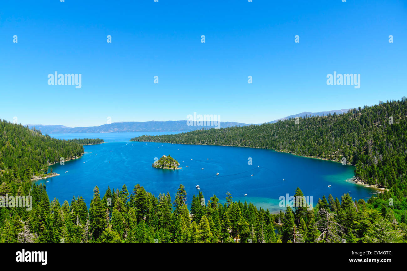 Lake Tahoe - Emerald Bay avec Fannette Island. Banque D'Images