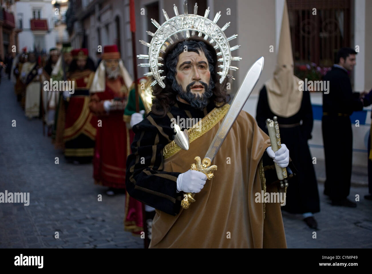 Procession de la semaine Sainte de pâques à Puente Genil dans la province de Cordoue, Espagne, le 3 avril 2012. Banque D'Images