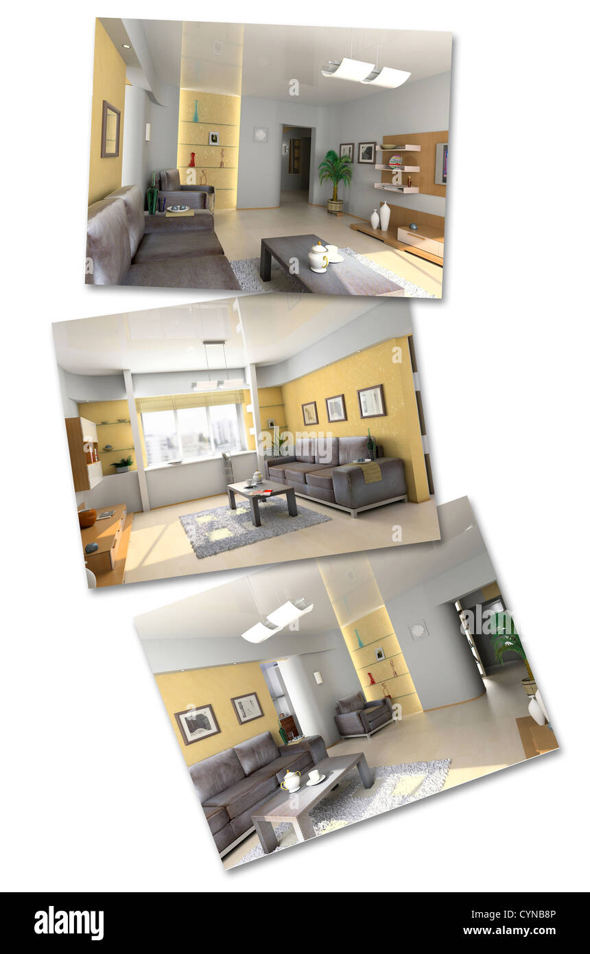 L'intérieur moderne (série d'images de rendu 3D) Banque D'Images