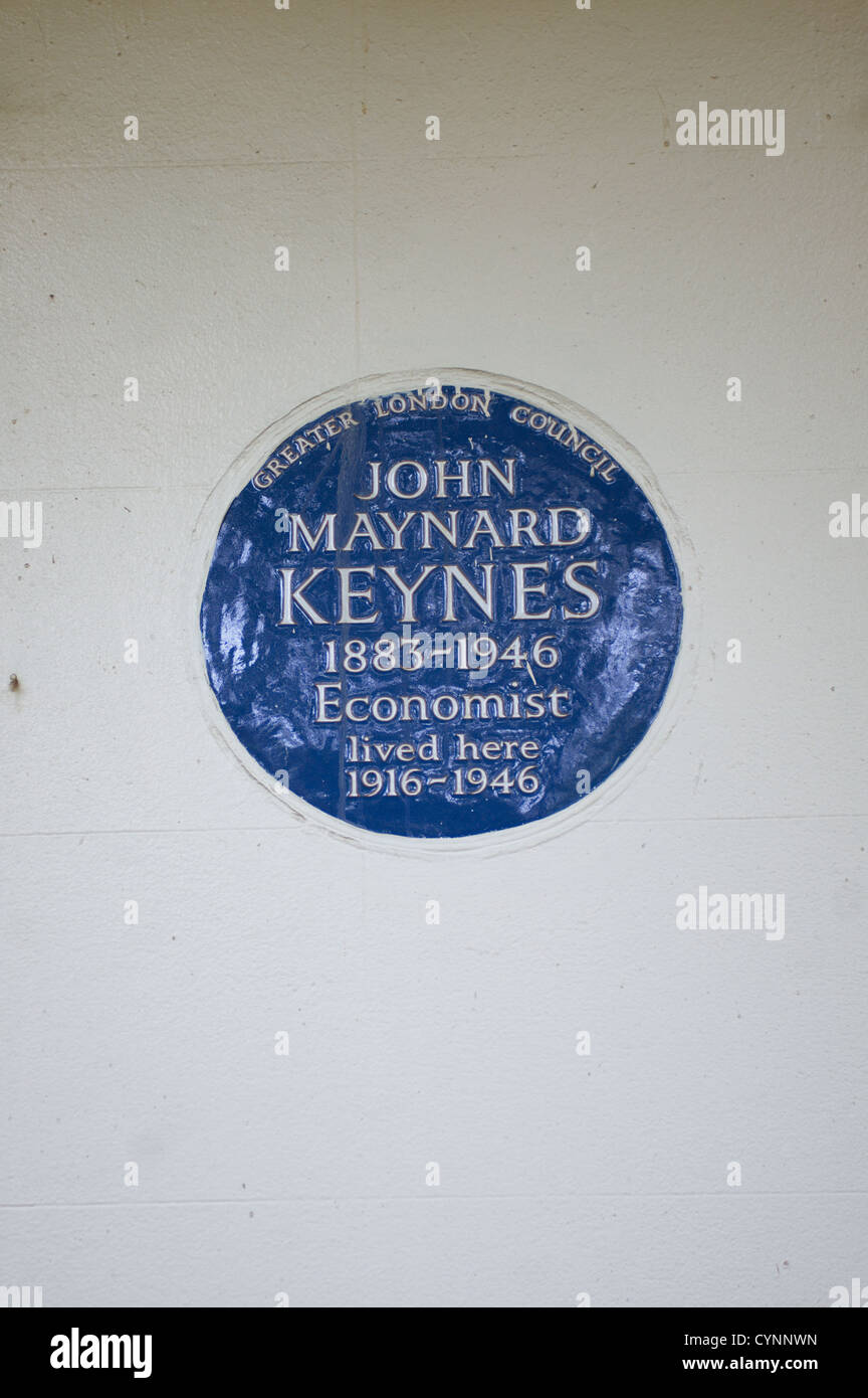 English Heritage blue plaque à Londres. John Maynard Keynes Banque D'Images