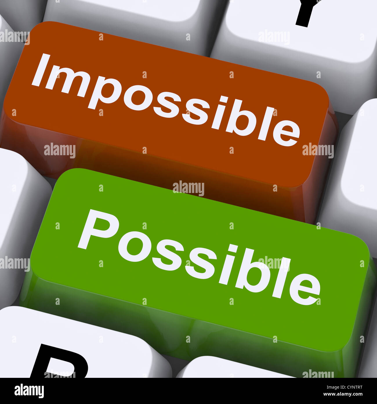 Possible et Impossible Keys montrant optimiste et positif Banque D'Images