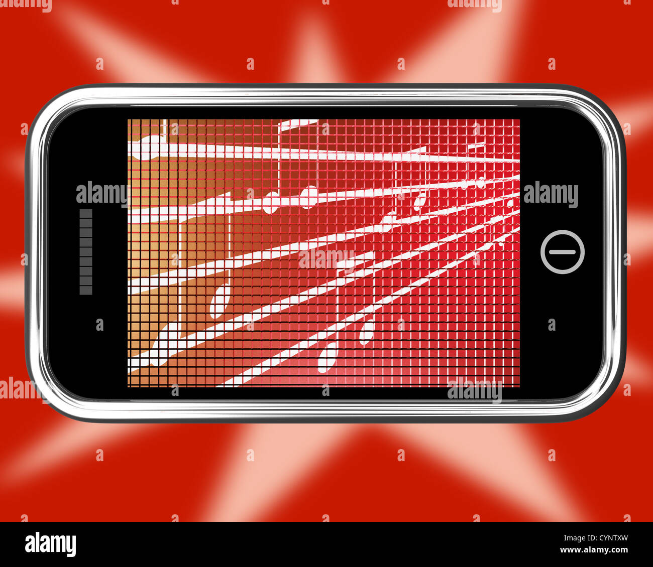 Symboles de la musique sur téléphone mobile montrant la radio en ligne Banque D'Images