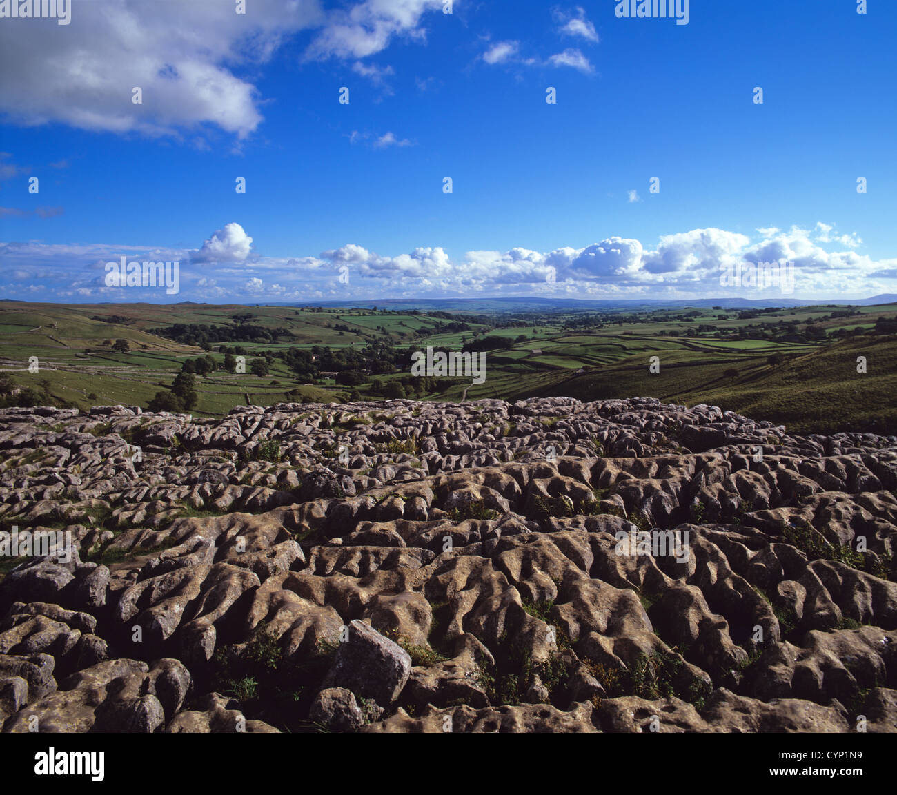 Au-dessus de lapiez malham cove Yorkshire Dales uk Banque D'Images