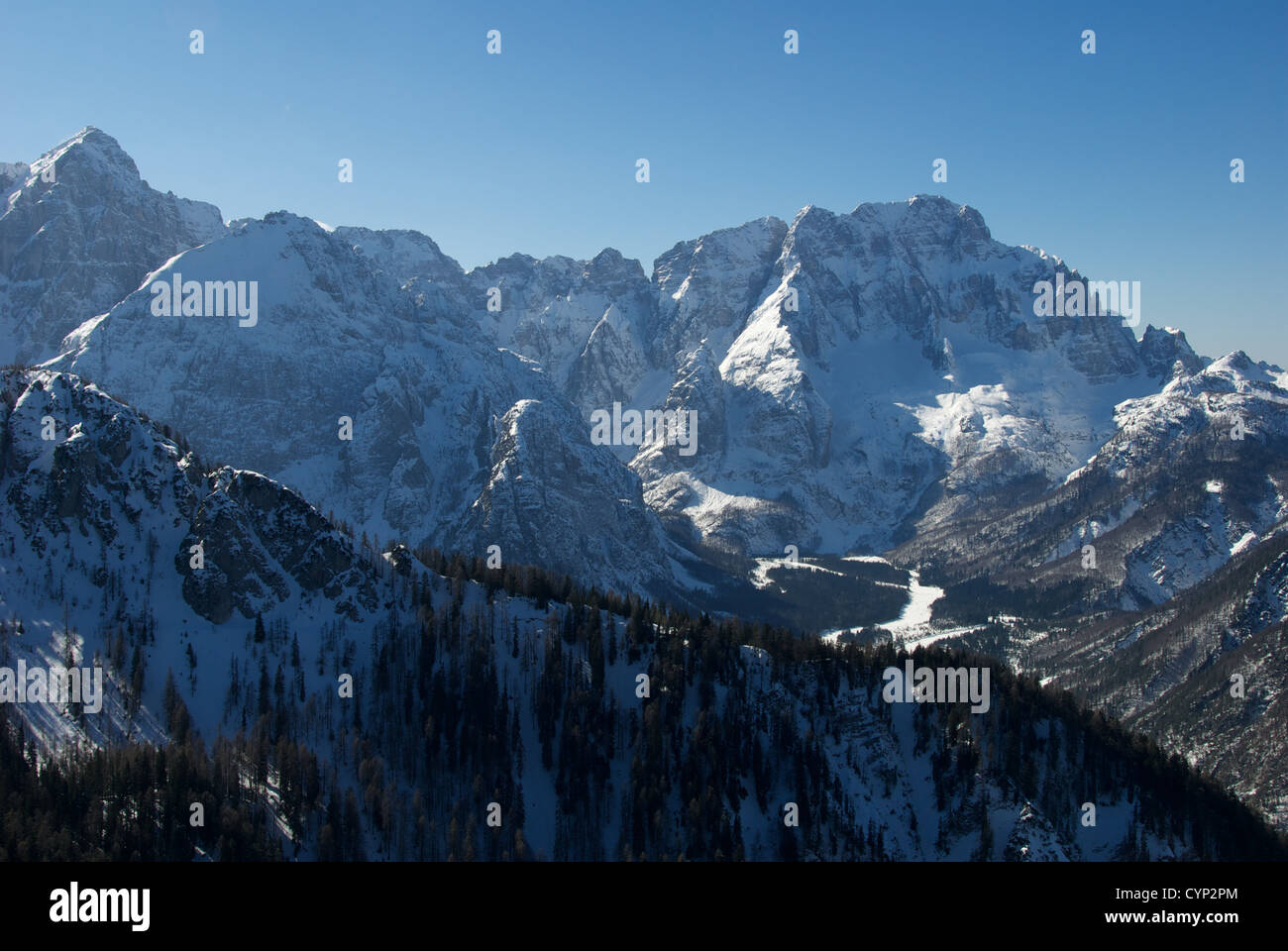 De Montasio Monte Lussari, Alpes Juliennes, Italie Banque D'Images