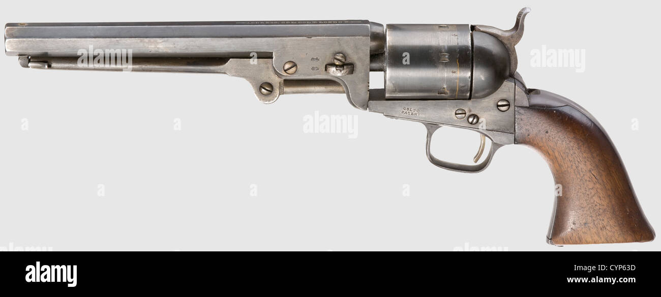 Un modèle Colt 1860 Army, modèle à échelle, fabricant Uberti, no 129. Réplique détaillée avec pièces mobiles. Cylindre et cylindre bleuis, cylindre avec gravure de bataille de mer. Presse et cadre de couleur cémenté, protection de déclenchement en laiton et cadre de préhension. Longueur 16 cm. Housse assortie doublée de velours vert. Dimensions 18.5 x 10 x 3 cm,historique,historique,19e siècle,arme de poing civile,armes,pistolet,pistolet,armes,arme,arme,arme,arme,arme,arme,arme,bras,objet,objets,alambics,découpe,coupures,découpes,droits supplémentaires-autorisations-non disponible Banque D'Images