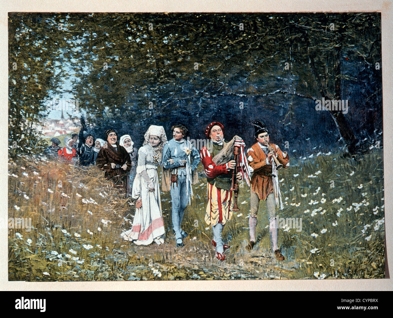 Cortège de mariage au Moyen-Âge, Adrien Moreau, peinture, 1895 Banque D'Images