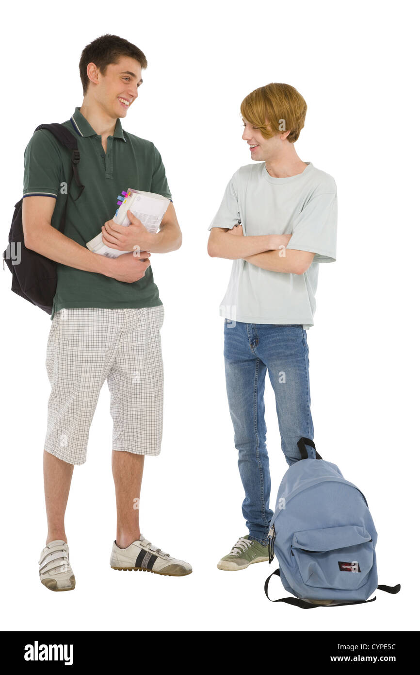 Étudiants adolescents avec sac à dos et livres Banque D'Images
