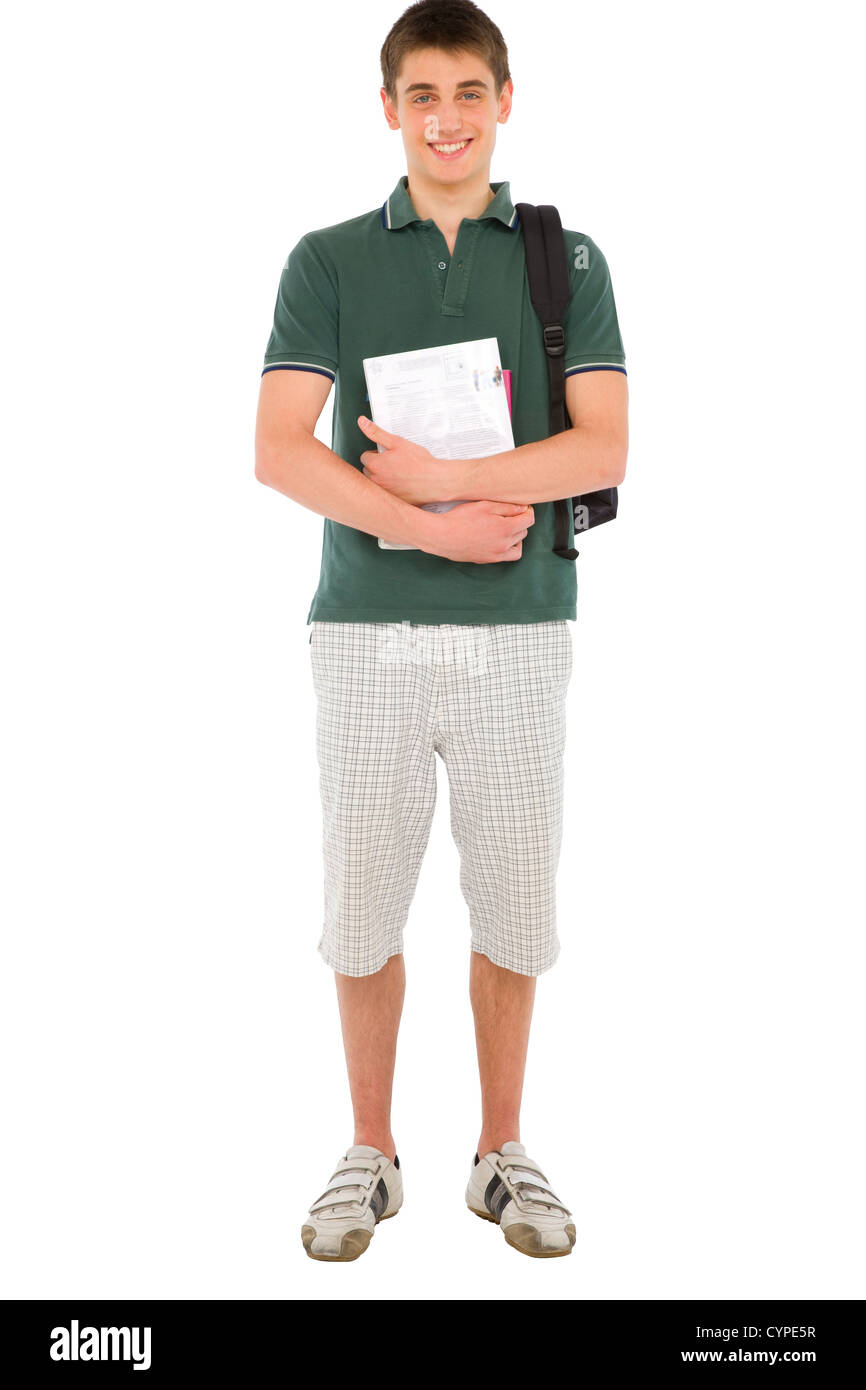 Teenage student standing plein Banque D'Images