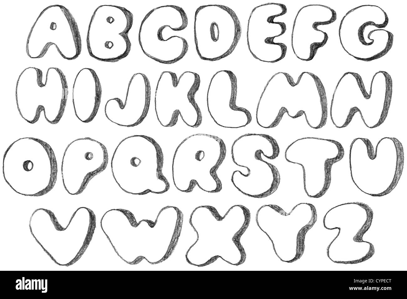 isole abc - 5 Croquis dessinés à la main des lettres ABC, isolé Photo Stock - Alamy