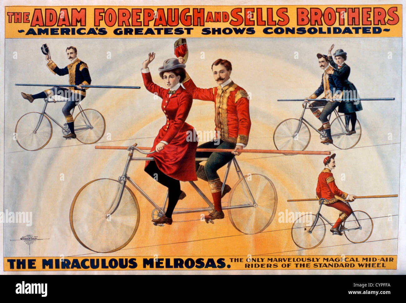Le miraculeux, Melrosas Forepaugh & vend Bros., vers 1900, l'affiche de cirque Banque D'Images