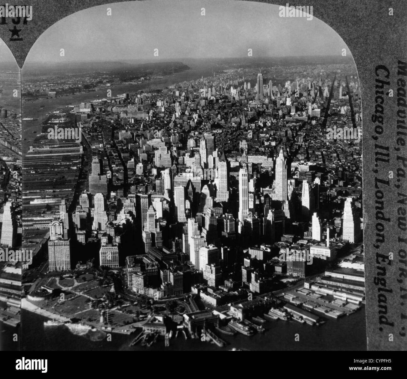 Skyline, New York City, USA, photographie, vers 1931 stéréo Banque D'Images