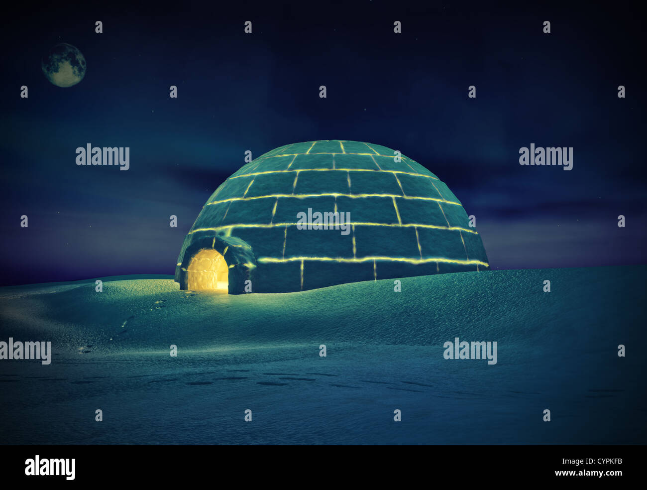 Igloo De Nuit 3d Et De La Main D Elements De Dessin Combines Photo Stock Alamy