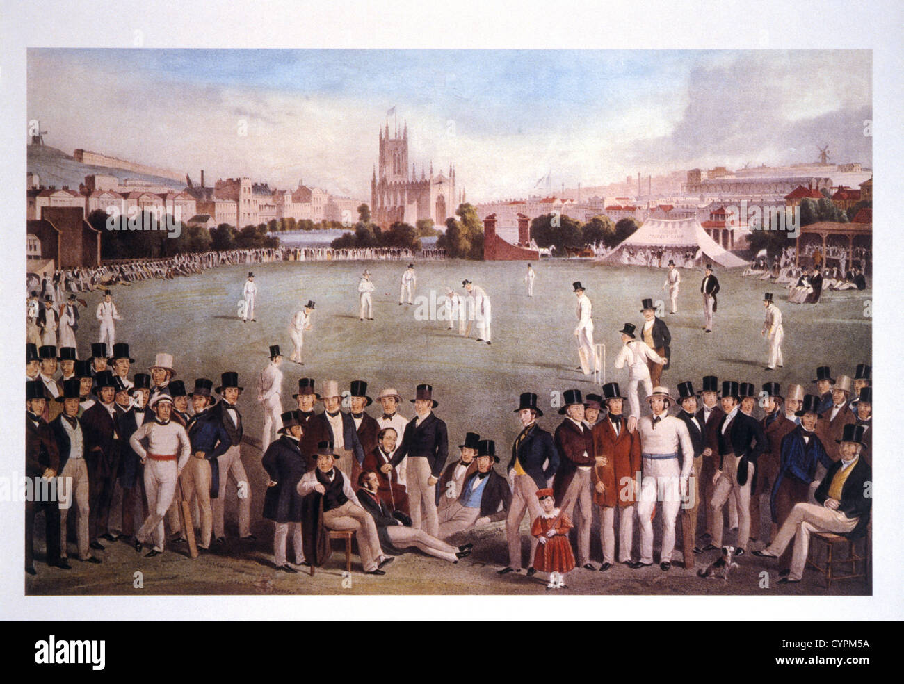 Match de cricket entre la promenade Sussex et Kent, Angleterre, lithographie, 1900 Banque D'Images