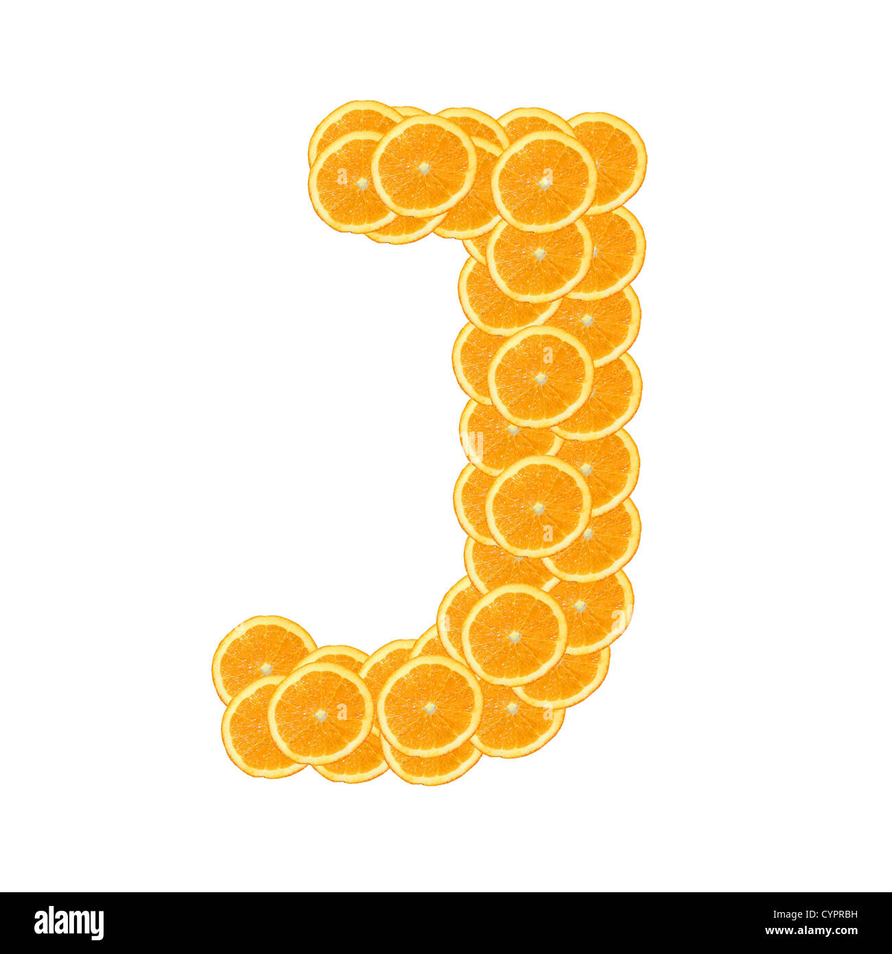 Alphabet fruits orange sain ou font isolé sur fond blanc Banque D'Images