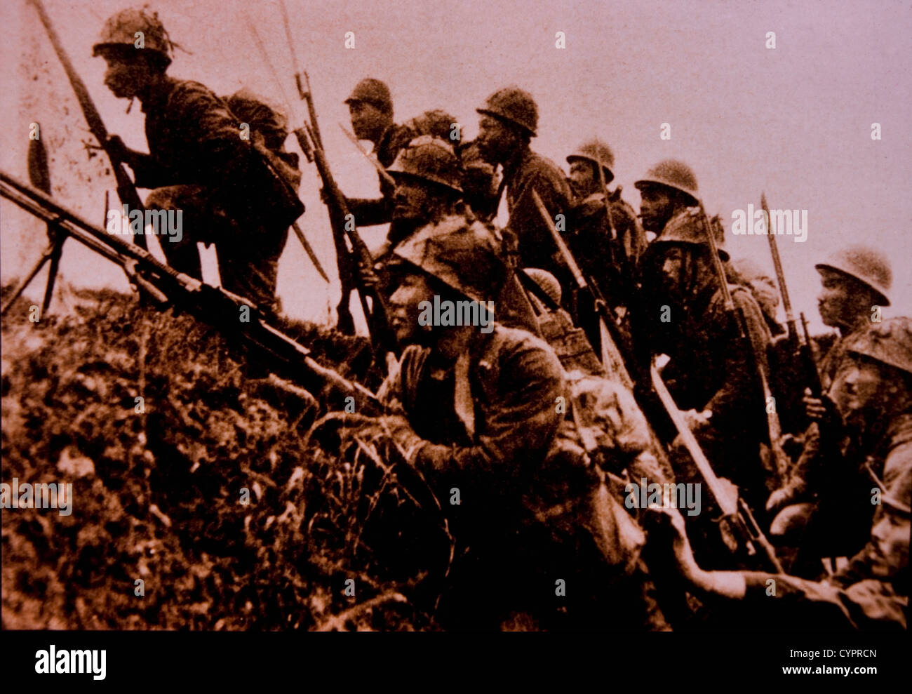 Les soldats japonais, guerre sino-japonaise, la Chine, 1937 Banque D'Images