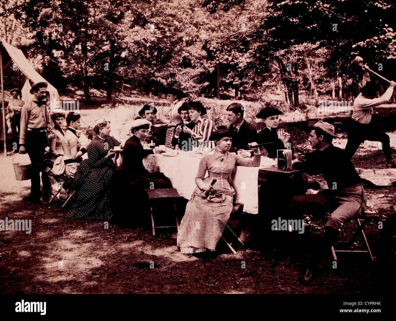Les hommes et les femmes à pique-nique près de Harrisburg, Pennsylvanie, USA, vers 1895 Banque D'Images