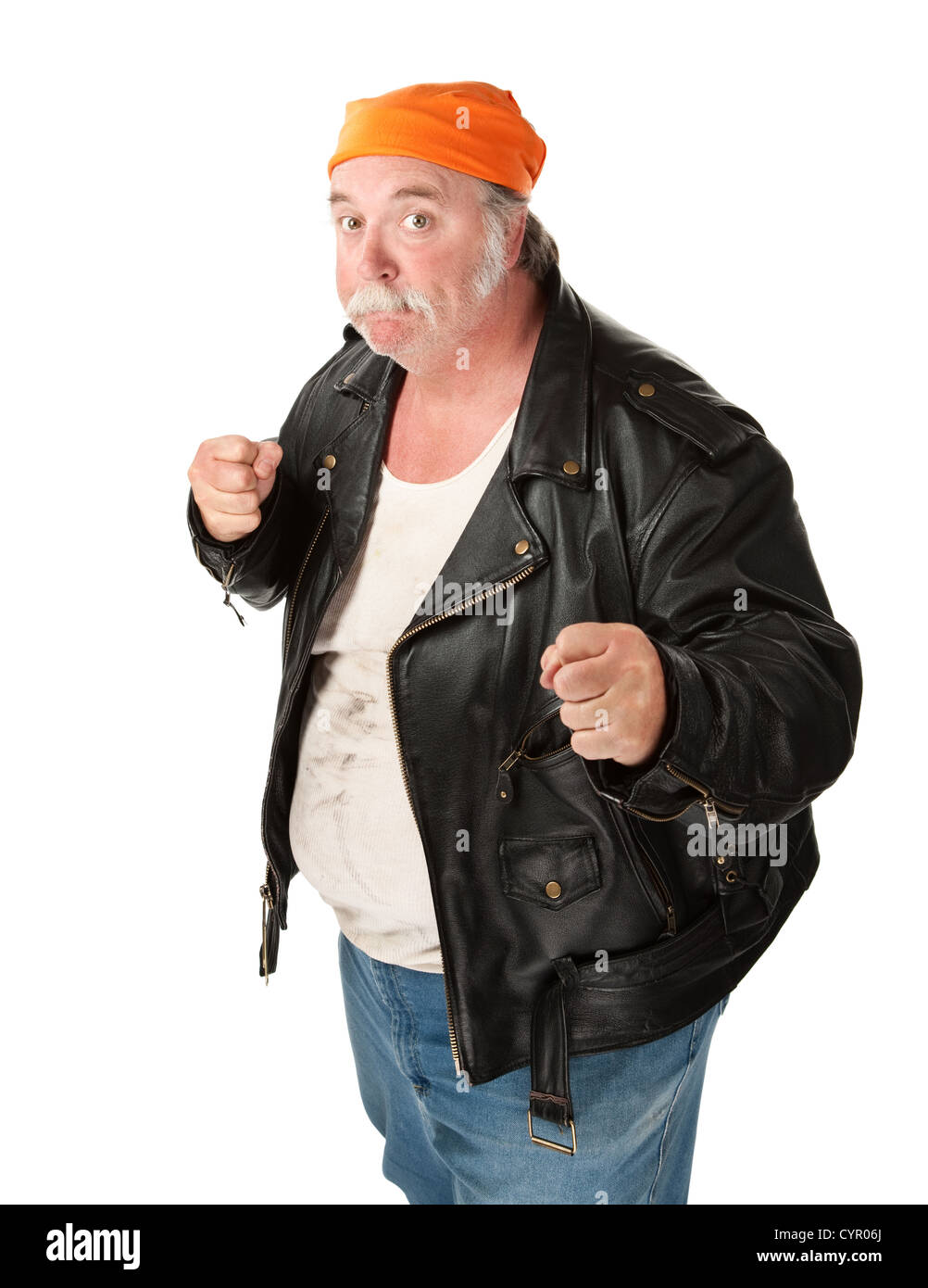 Membre d'un gang de graisse avec cuir veste prêt à gronder Photo Stock -  Alamy