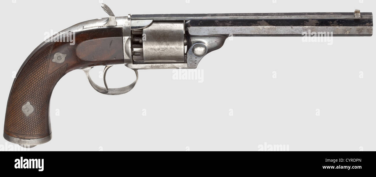 Un revolver à percussion breveté Devisme, no 995. Cylindre octogonal ...