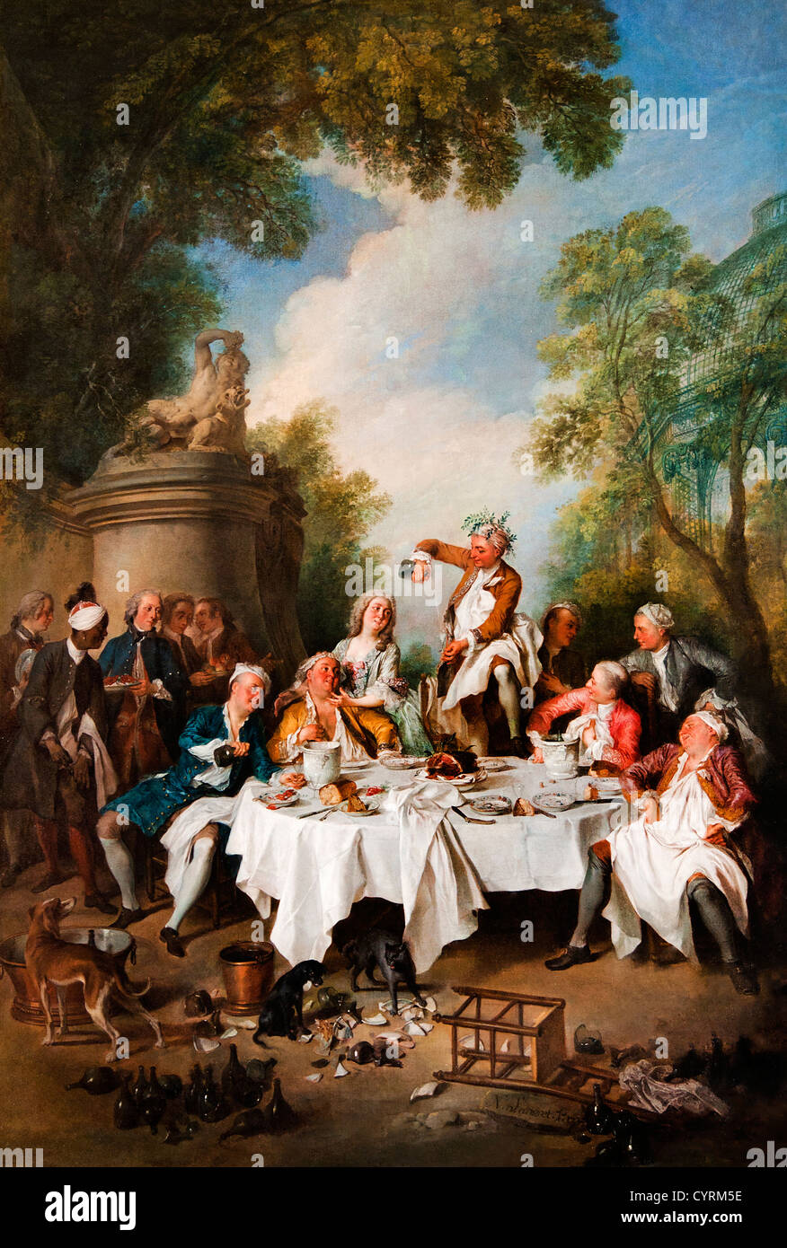 Le déjeuner de jambon par Nicolas Lancret (1690-1743) Le dejeuner de Jambon Français France Banque D'Images