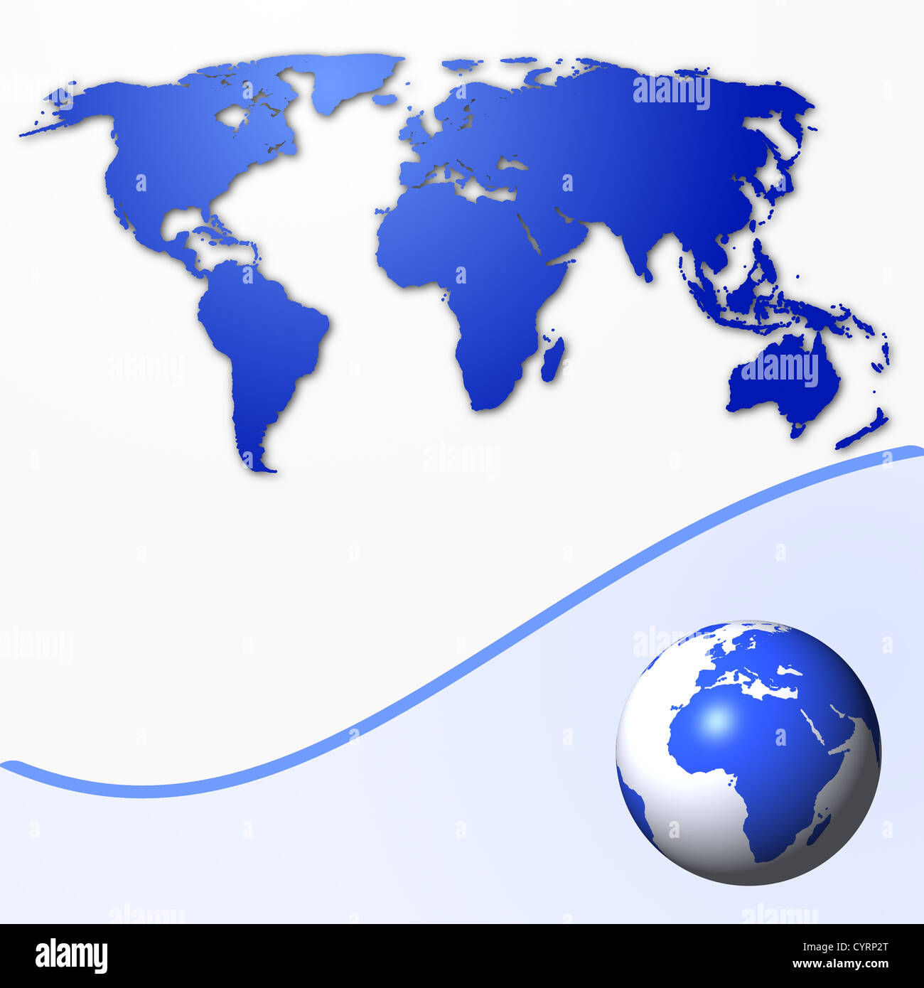 Carte du monde ou globe terrestre avec copyspace de message texte Banque D'Images