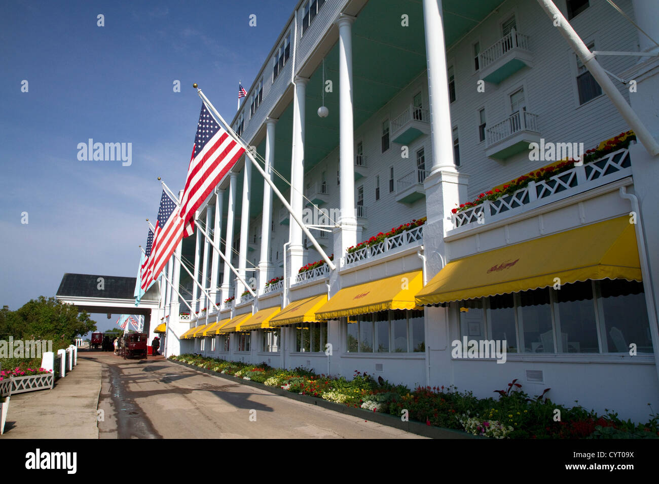 Le Grand Hôtel sur l'île Mackinac situé dans le lac Huron, Michigan, USA. Banque D'Images