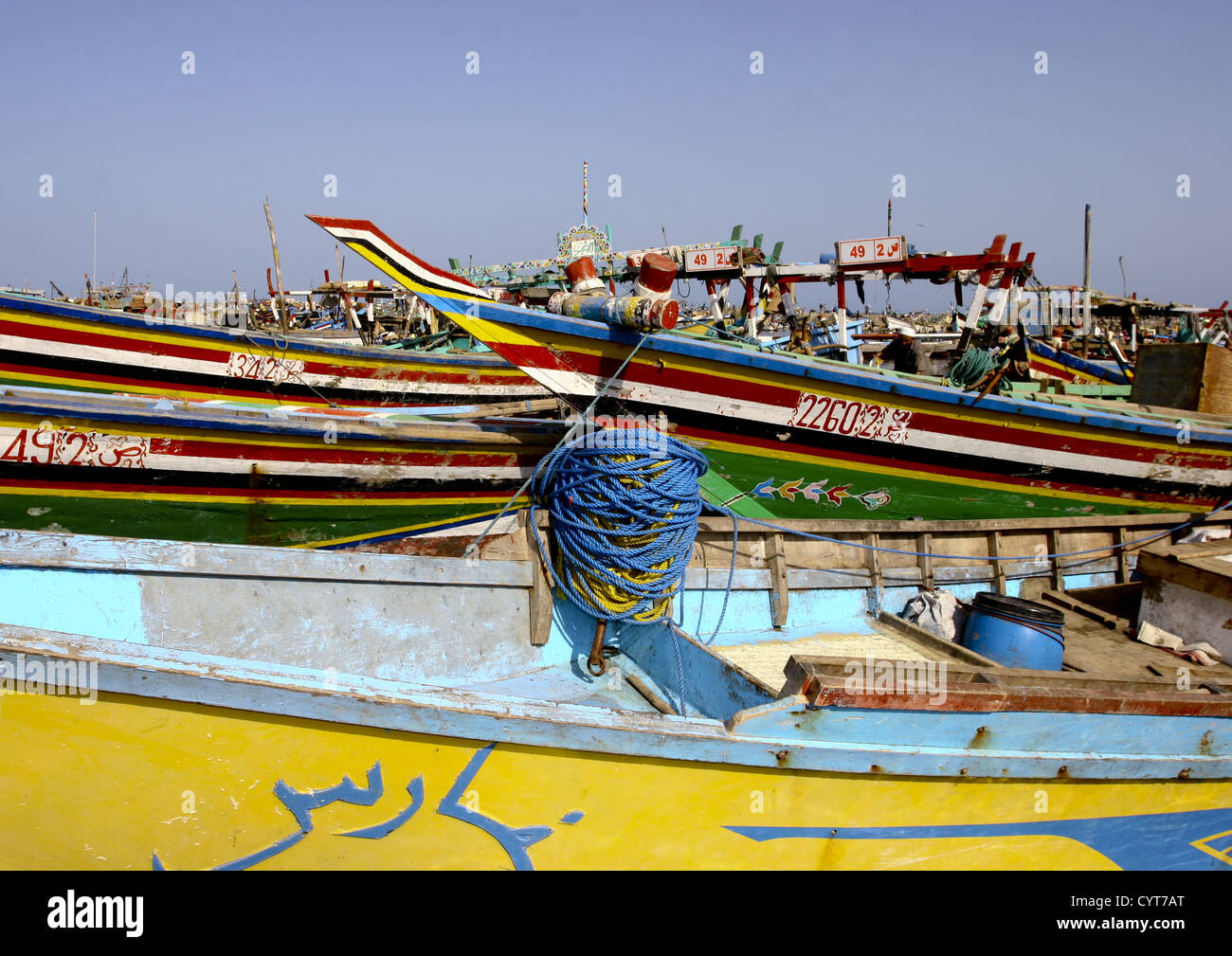 Les boutres colorés à Al Hodeidah, Yémen Banque D'Images