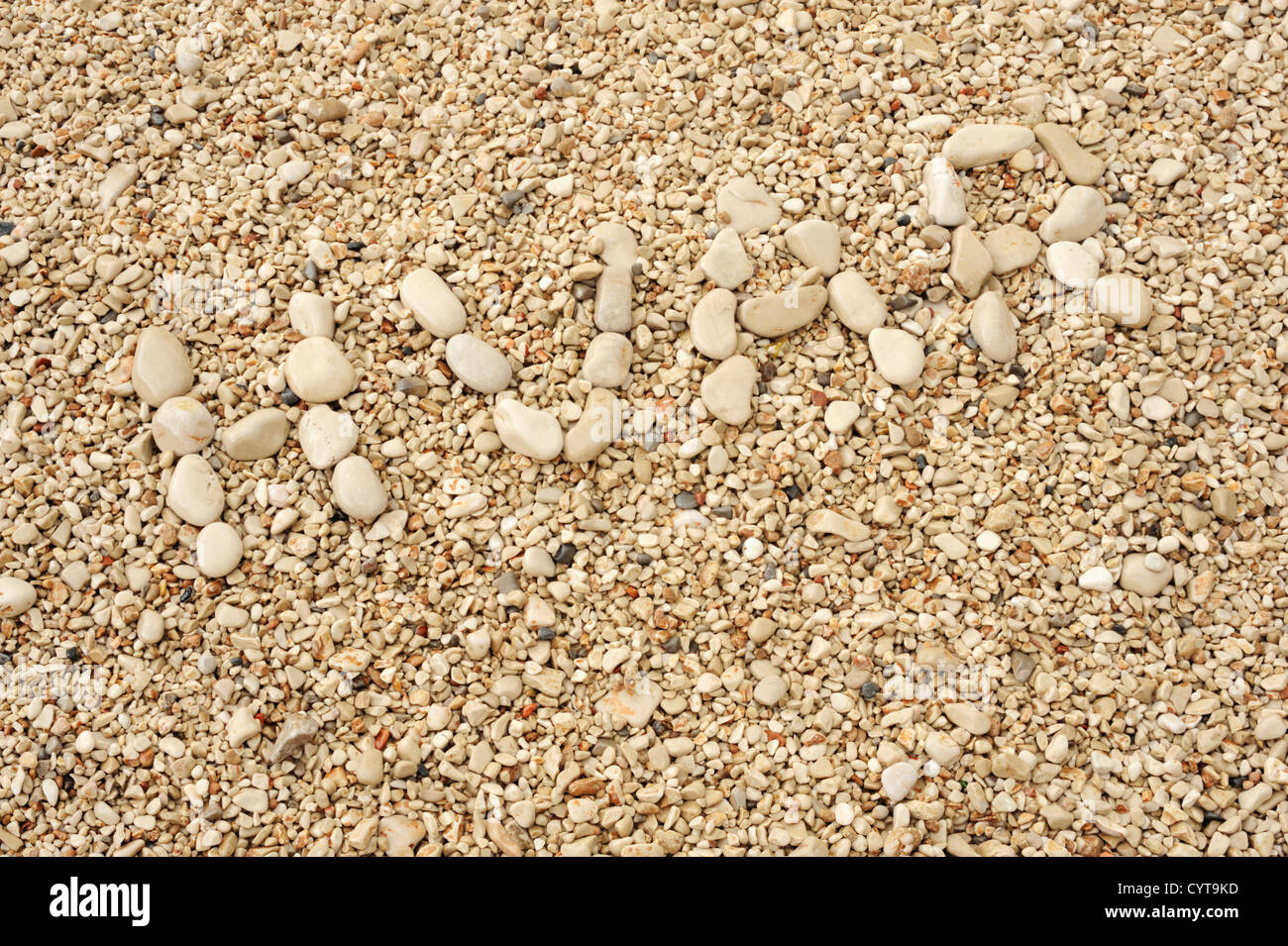 HVAR Parole faite de cailloux, image authentique d'Hvar's beach Banque D'Images