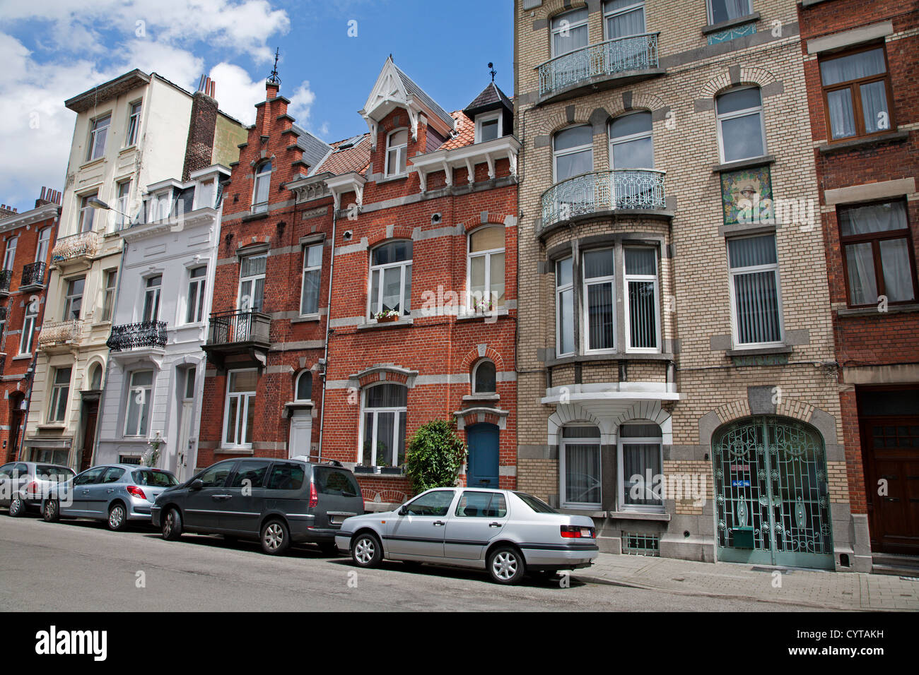 Bruxelles maisons typiques et rue de Belgique Photo Stock Alamy