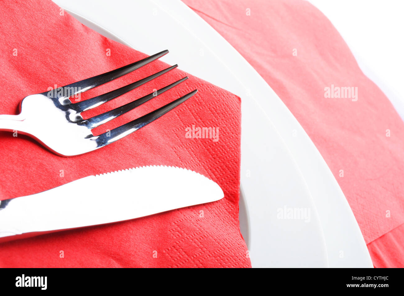 Fourchette et couteau montrant la nourriture ou concept de restaurant Banque D'Images