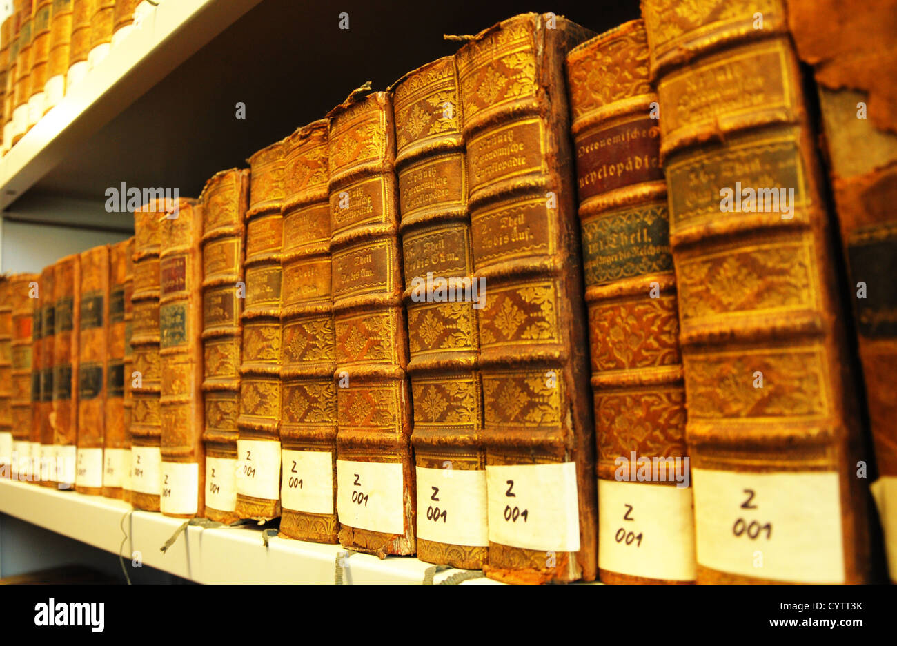 Les vieux livres d'une bibliothèque avec la main concept éducatif montrant Banque D'Images