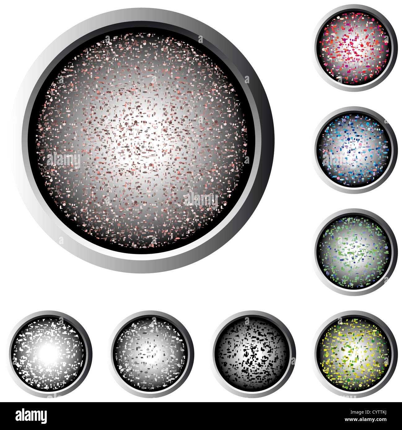 Boutons web avec mouchetures de couleurs pastel Banque D'Images