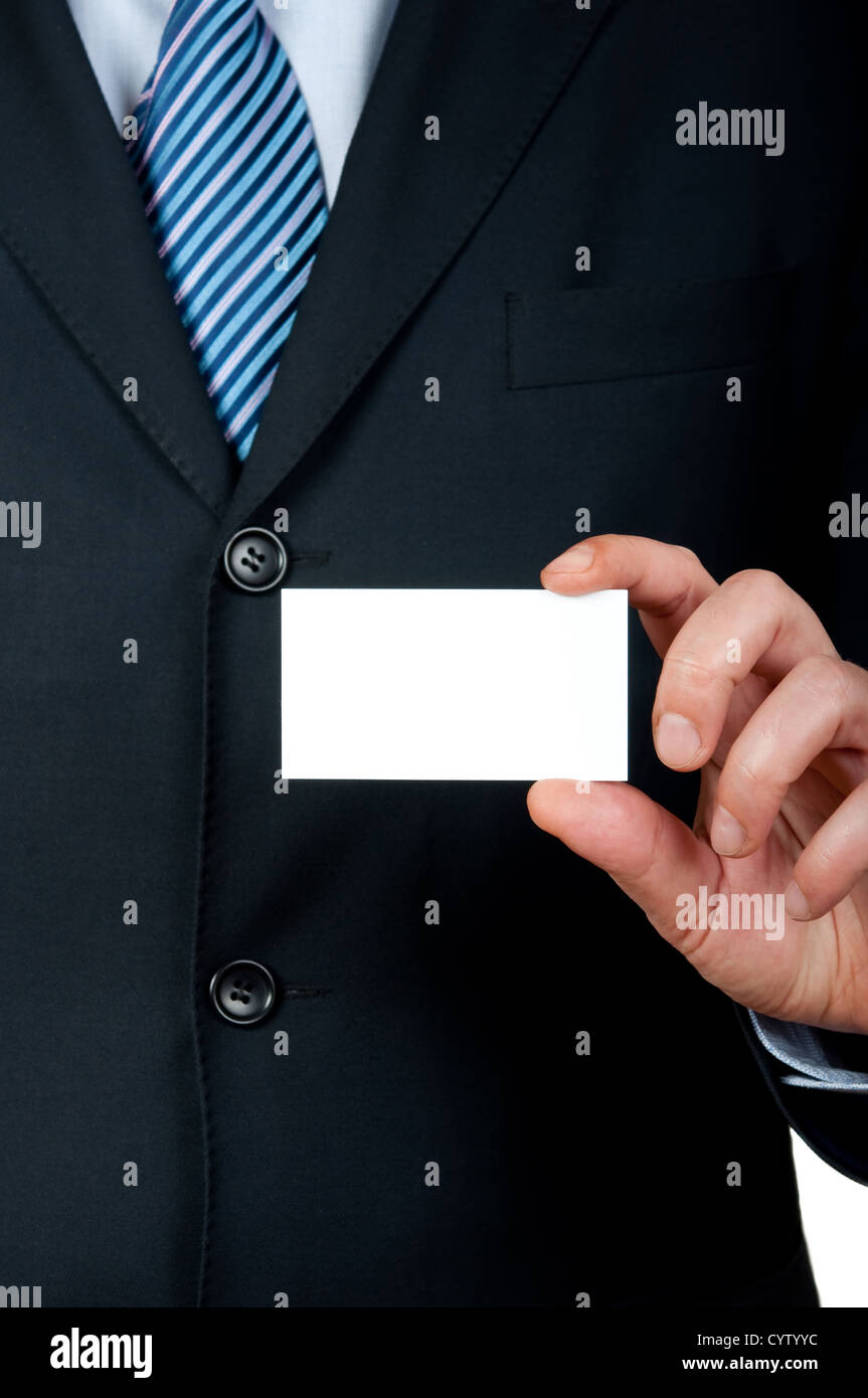 Businessman with empty carte en main Banque D'Images