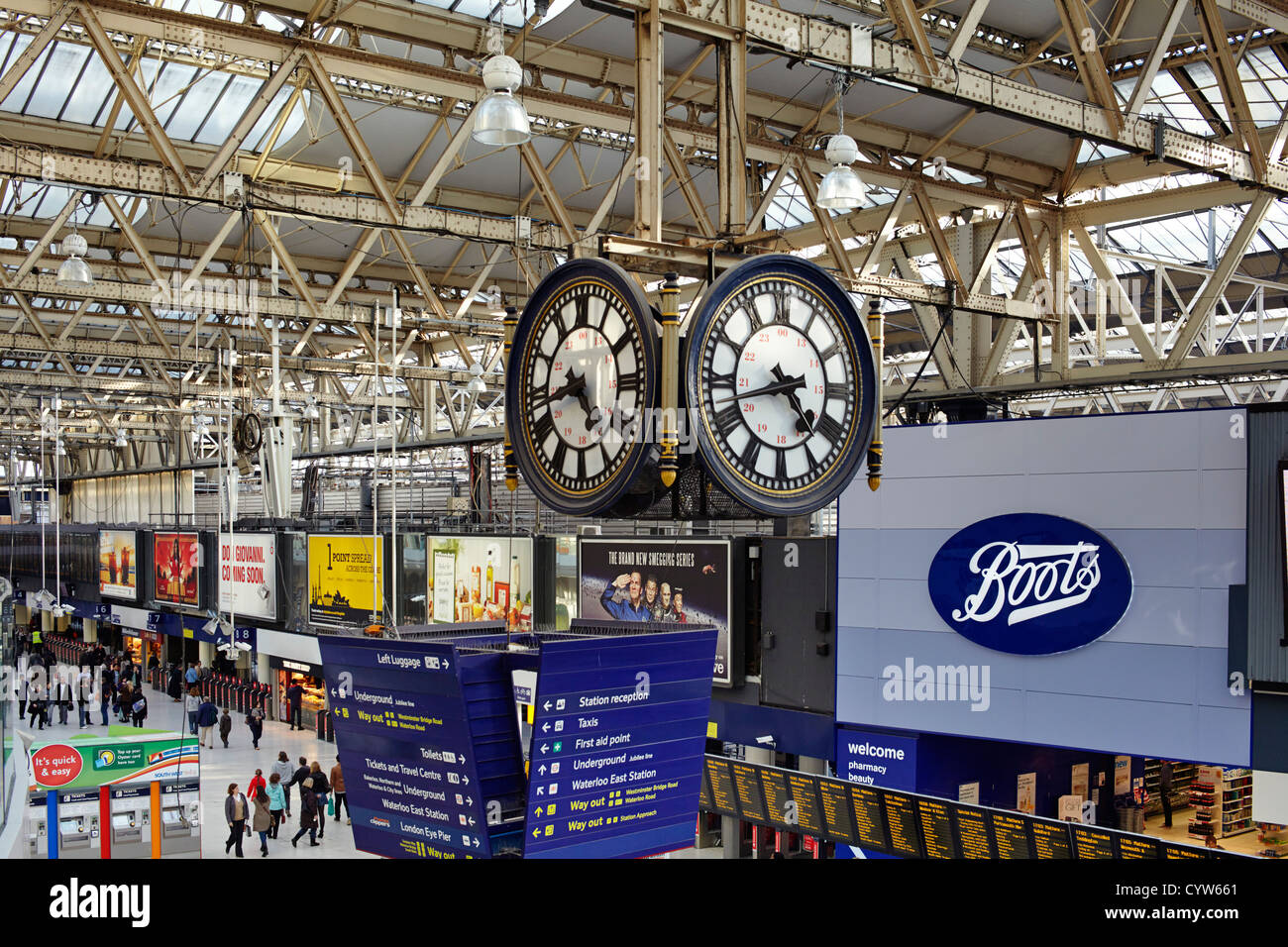 La gare de Waterloo et de l'horloge de la gare Banque D'Images