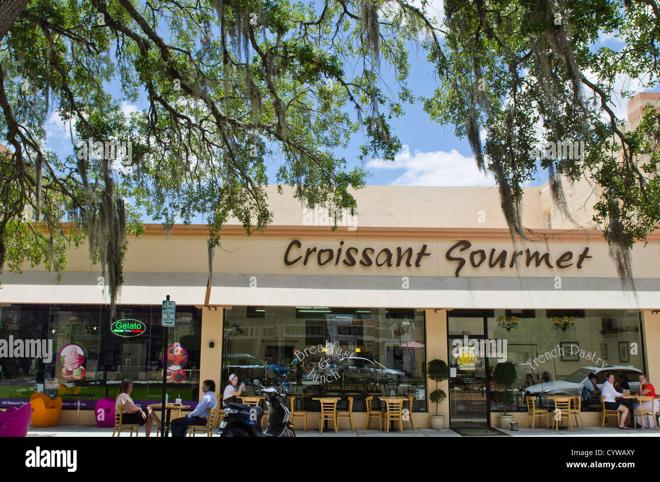 USA, Floride. Le Bakery Café Gourmet Croissant centre-ville de Winter Park, Floride. Banque D'Images