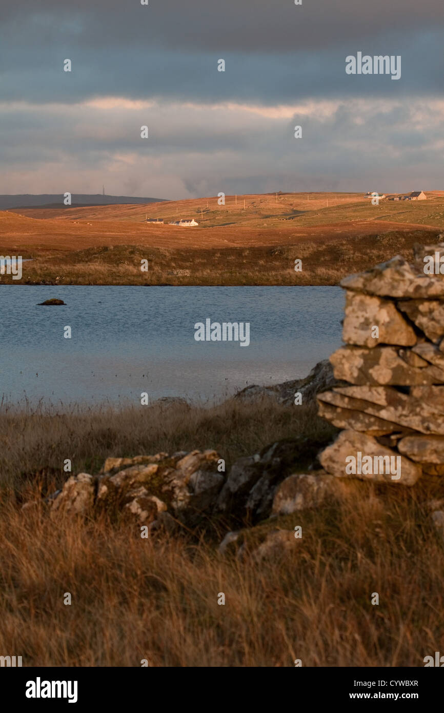 Loch de Grunnavoe près du village de murs, Westside, Shetland Islands Banque D'Images