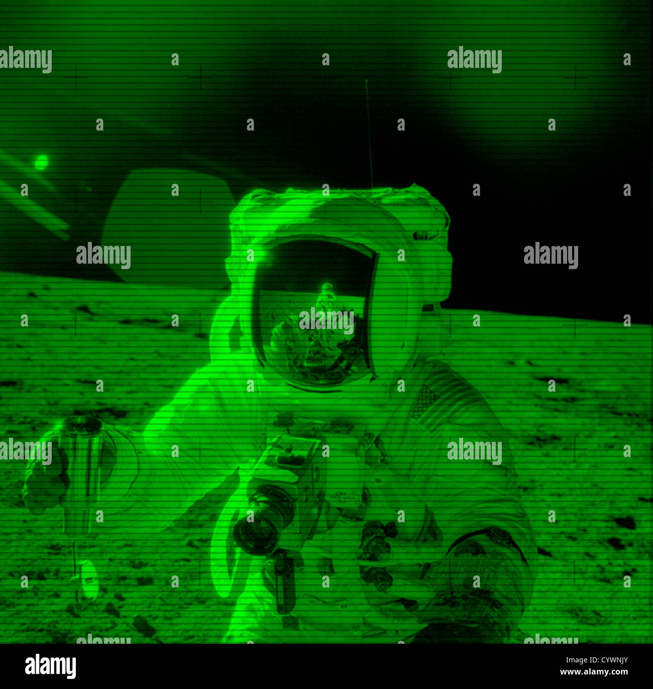 Night Vision image de l'astronaute de la NASA sur la lune Banque D'Images