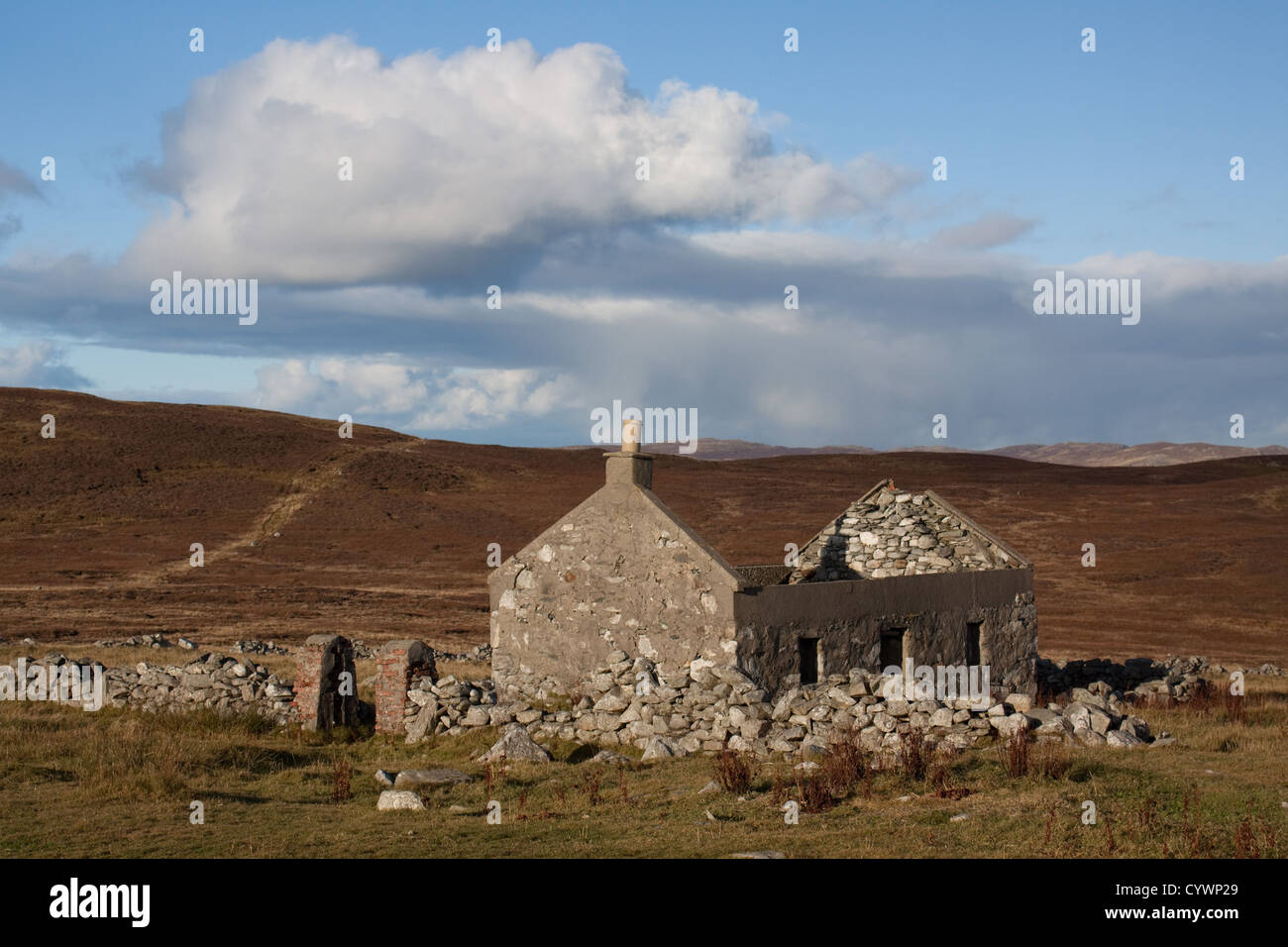 La triste reste d'une maison en ruine et croft à la nidification, Îles Shetland du Sud Banque D'Images