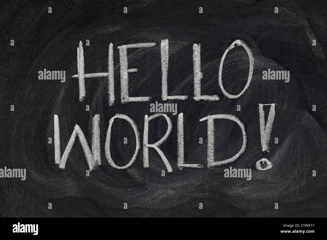 Hello, World ! Message d'un premier programme d'ordinateur utilisé dans de nombreux tutoriels d'introduction de l'enseignement de la programmation Banque D'Images