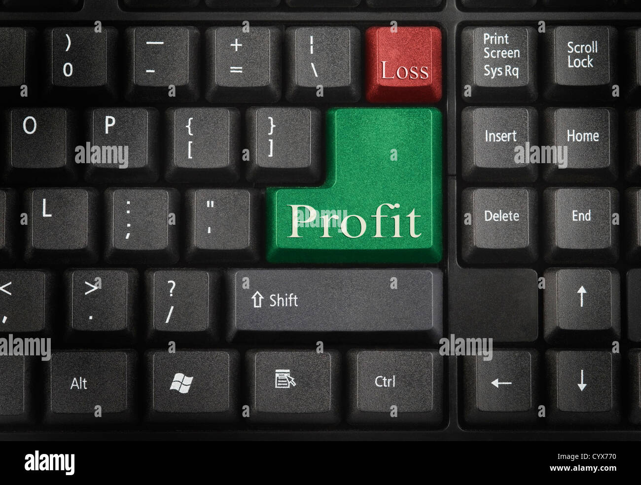 Close-up d'un clavier d'ordinateur avec touches de profits et pertes Banque D'Images