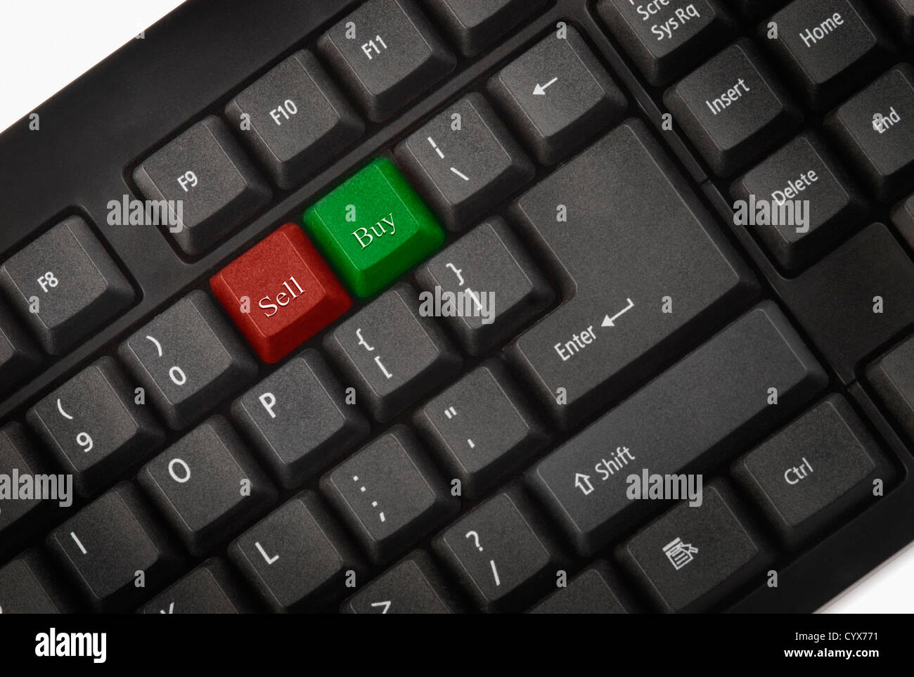 Clavier d'ordinateur avec touches de vendre et acheter Banque D'Images