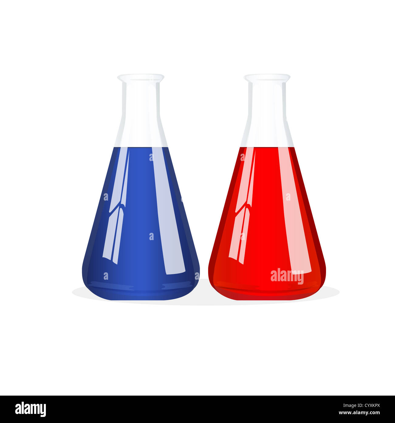 Illustration de la chimie bécher avec solution sur fond isolé Banque D'Images