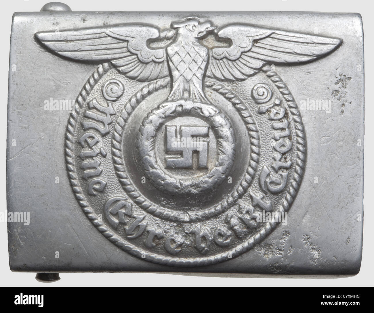 Boucle de ceinture pour hommes inscrits et 'Unterführer', en aluminium,  fabricant Assmann 'RZM 155/39 SS', traces d'oxydation, historique,  historique, années 1930, années 1930, XXe siècle, service secret, service  de sécurité, services secrets,
