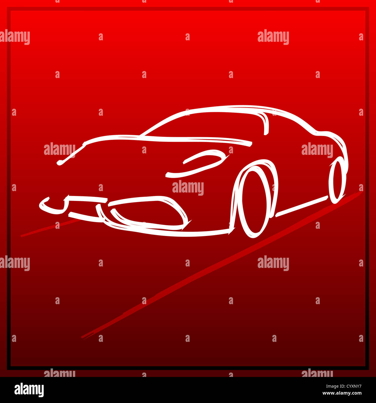 Illustration de l'icône de voiture au croquis regardez sur fond dégradé lumineux Banque D'Images