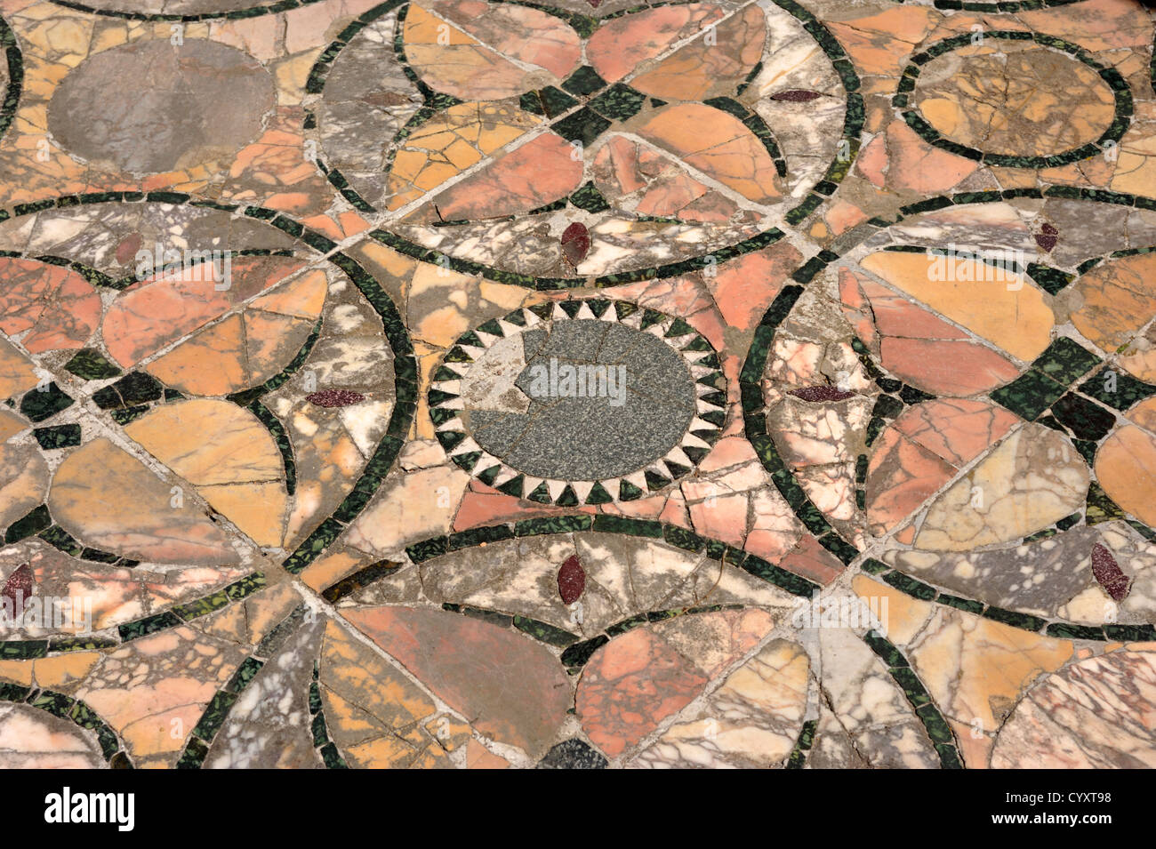 Italie, Rome, Ostia Antica, maison romaine de Cupidon et Psyché (domus di Amore e Psiche), sol en mosaïque Banque D'Images