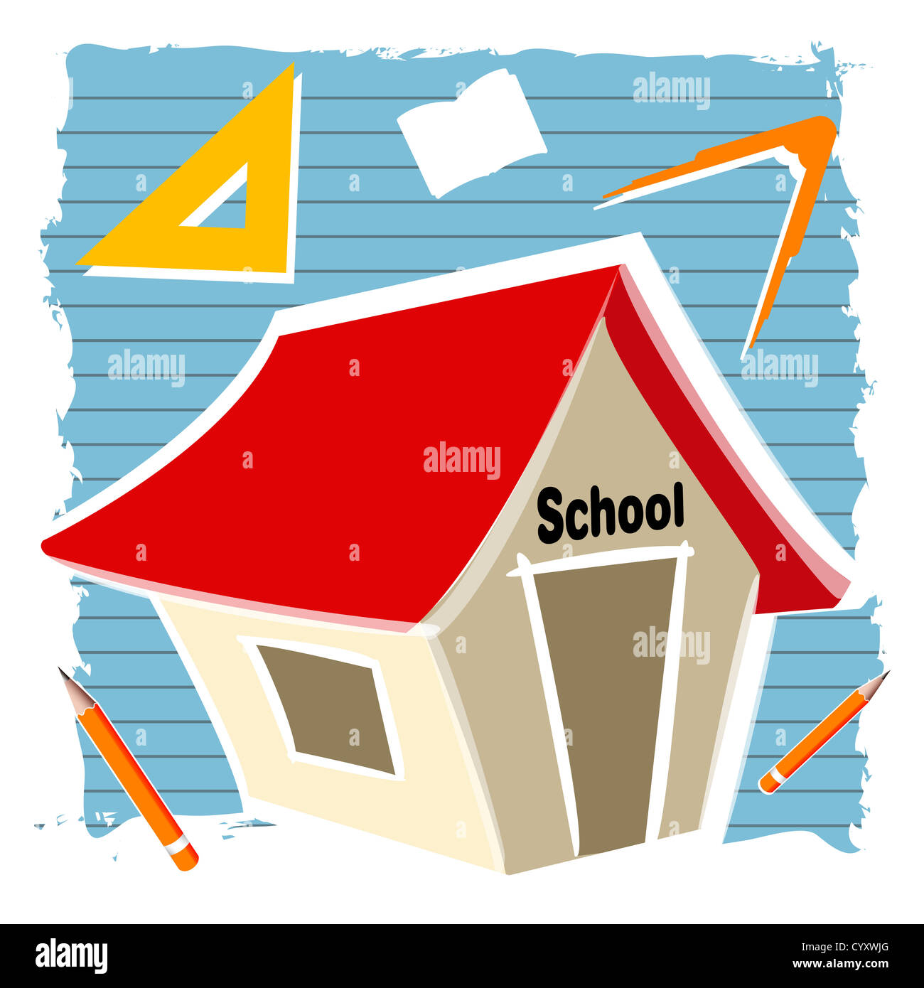 Illustration de l'école avec des éléments d'éducation Banque D'Images