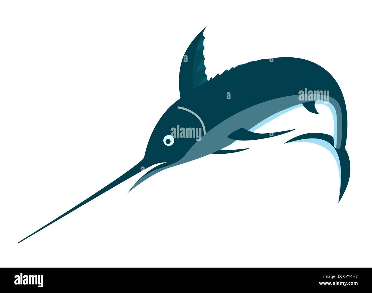 Illustration d'un marlin bleu de sauts de poisson fait en style rétro. Banque D'Images